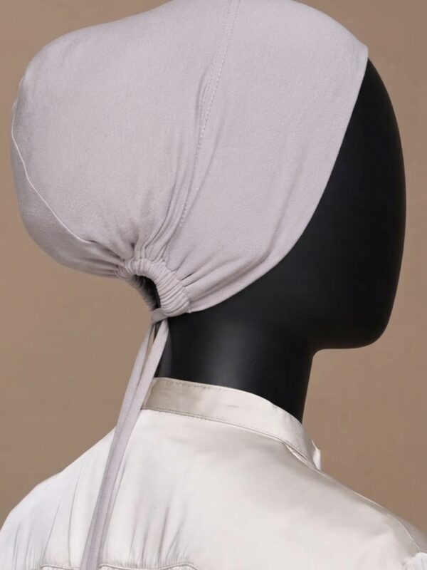 Breathable cotton adjustable tie back undercap for hijab in Silver Grey