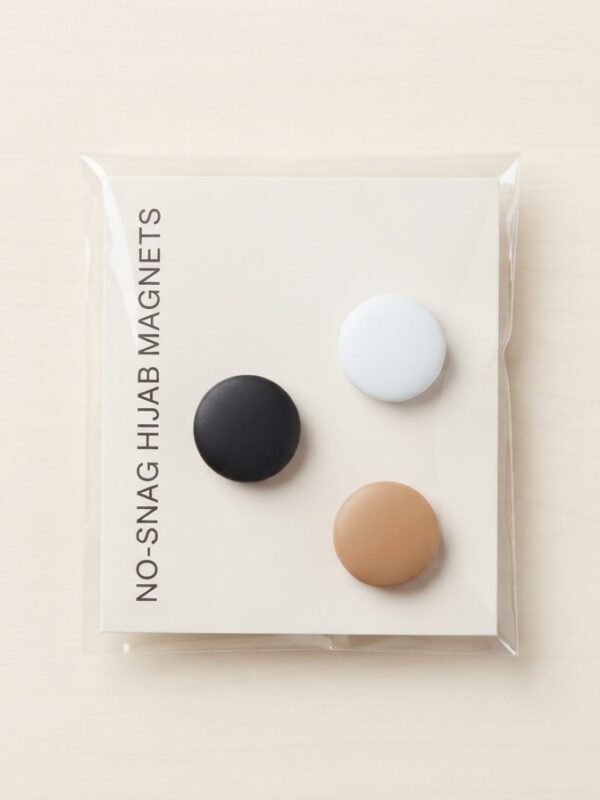 No snag hijab magnets 3-pack set in classic black crisp white and soft tan
