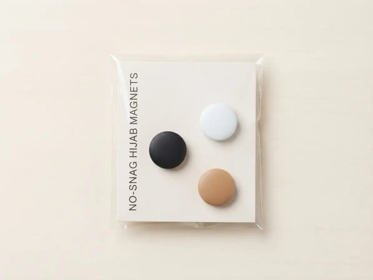 No snag hijab magnets 3-pack set in classic black crisp white and soft tan