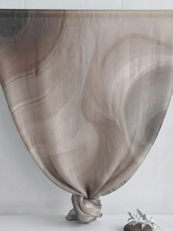 Fluid abstract smoke wave print modal hijab in taupe and grey