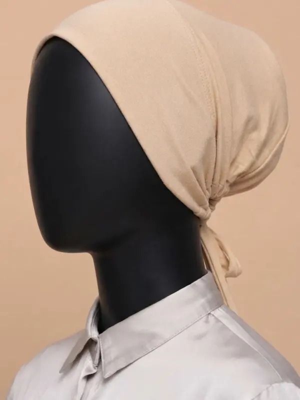 Breathable cotton adjustable tie back undercap for hijab in Nude