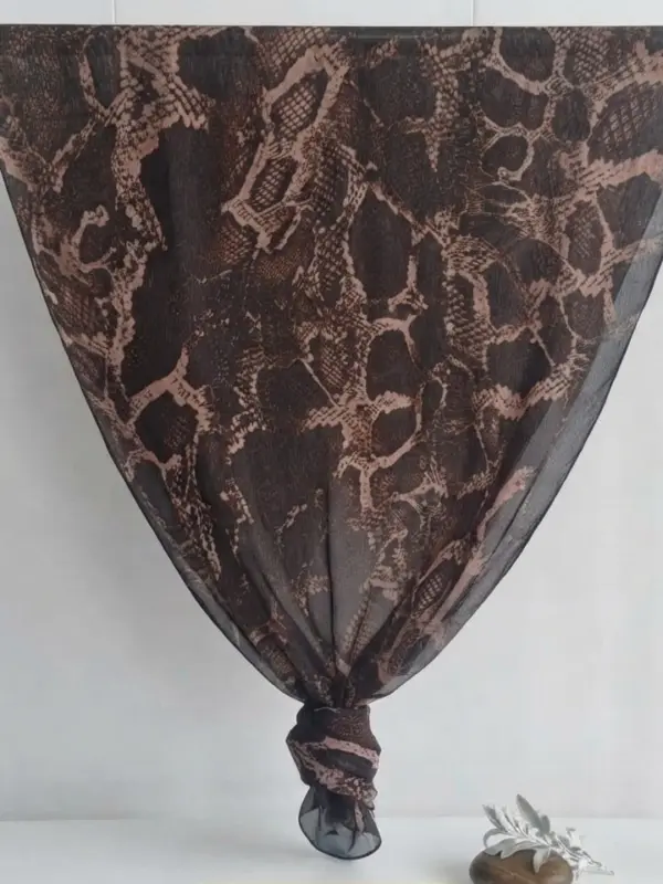 Dark brown and rose pink python print soft modal hijab
