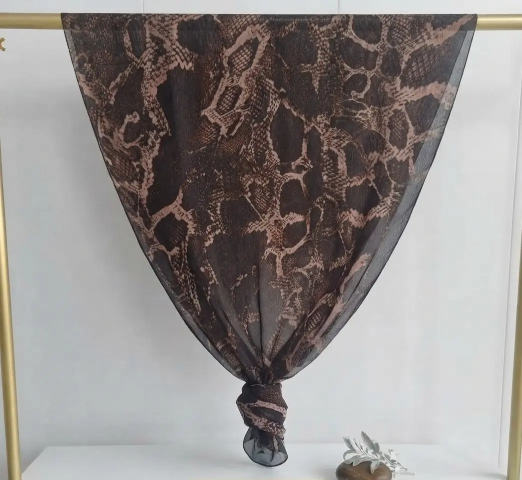 Dark brown and rose pink python print soft modal hijab