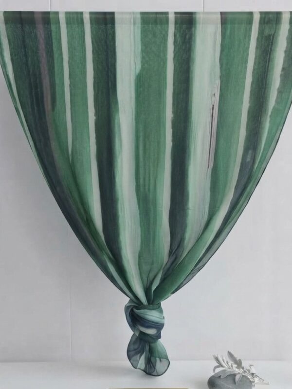 Green vertical striped geometric printed modal hijab