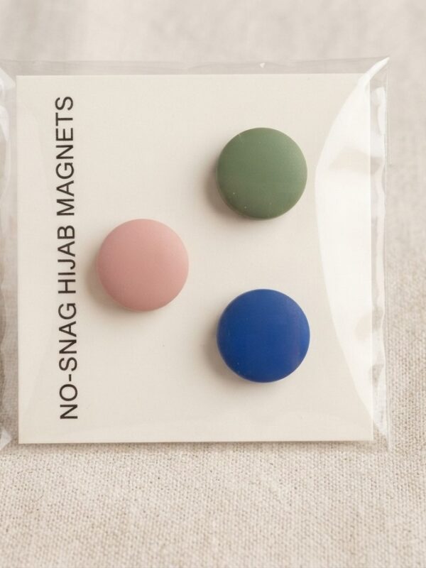 No snag hijab magnets 3-pack set in olive green blush pink and navy blue