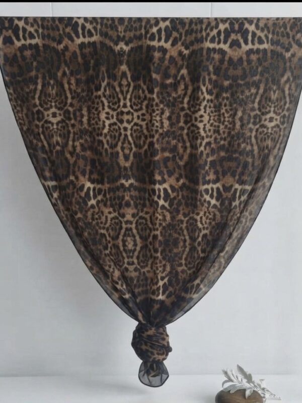Dark brown elegant leopard print soft modal hijab