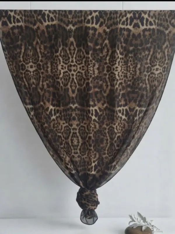 Dark brown elegant leopard print soft modal hijab