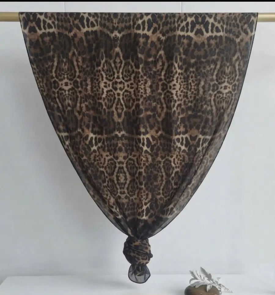 Dark brown elegant leopard print soft modal hijab