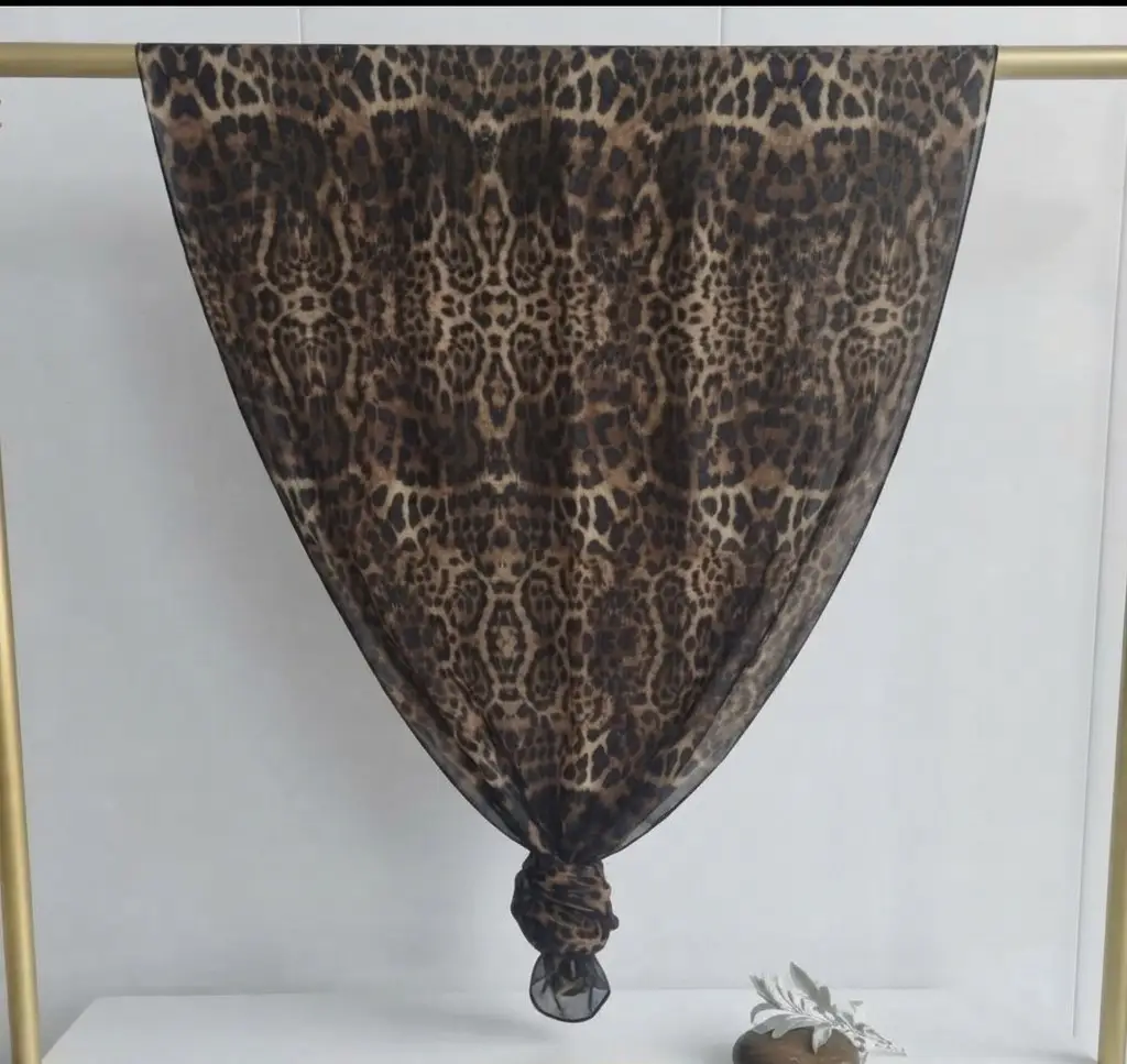 Dark brown elegant leopard print soft modal hijab