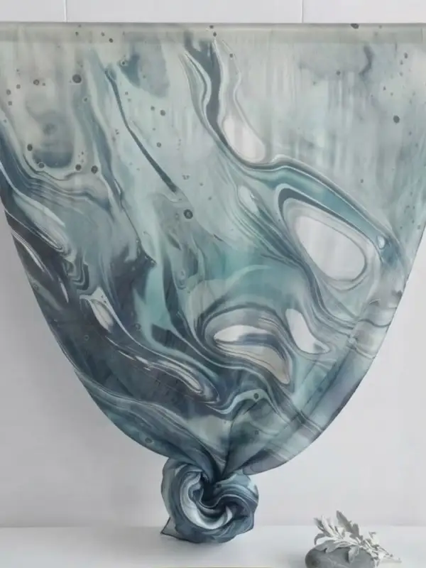 Expressive ocean marble liquid swirl fluid print blue and grey modal hijab
