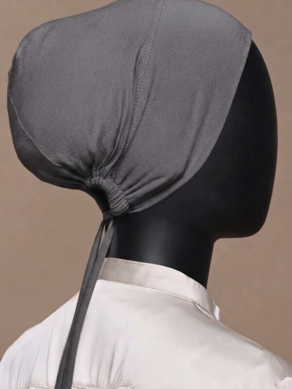 Breathable cotton adjustable tie back undercap for hijab in Deep Grey