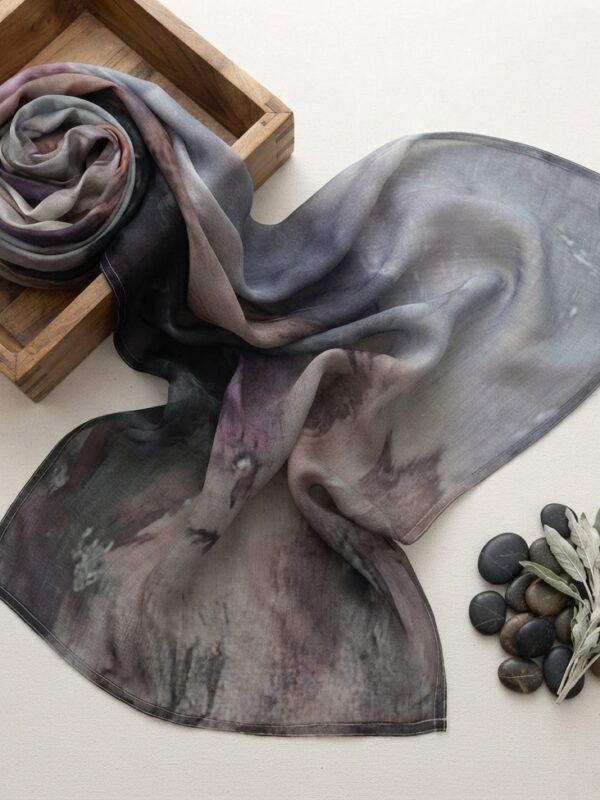 Deep nocturnal midnight blue and smoky mauve printed modal hijab