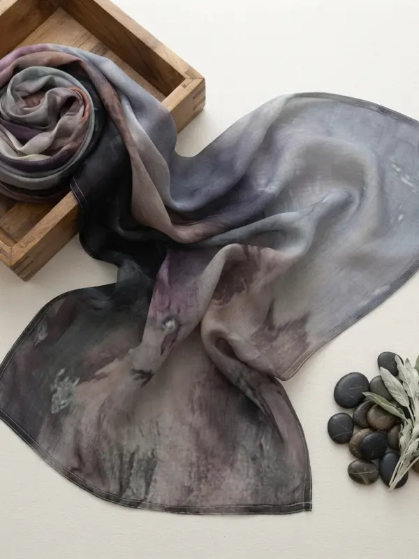 Deep nocturnal midnight blue and smoky mauve printed modal hijab