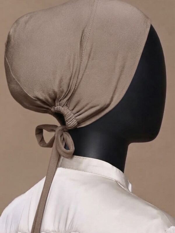 Breathable cotton adjustable tie back undercap for hijab in Beige