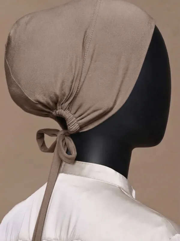 Breathable cotton adjustable tie back undercap for hijab in Beige