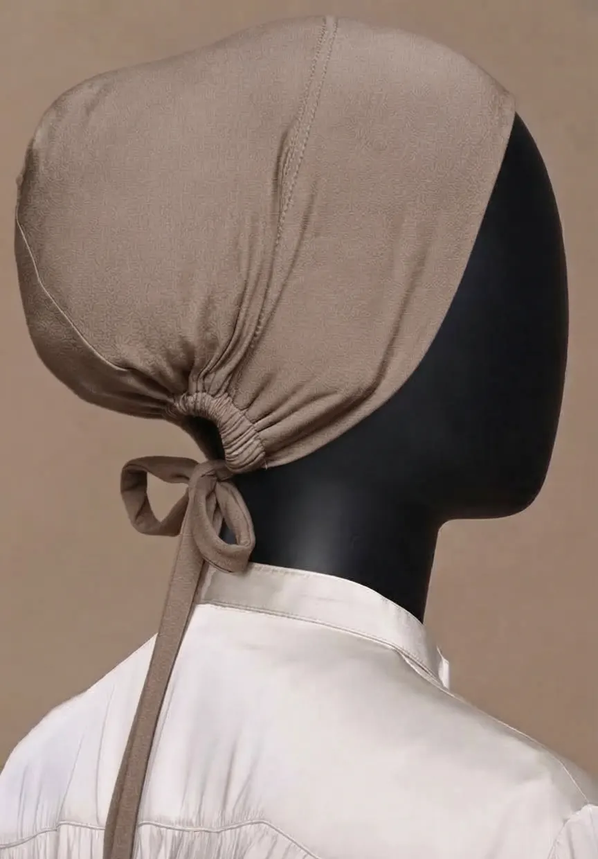 Breathable cotton adjustable tie back undercap for hijab in Beige