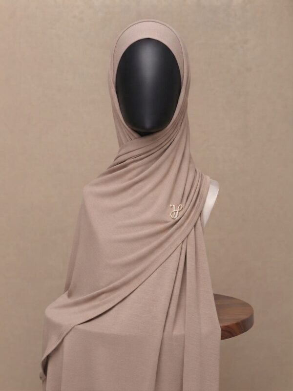 Apricot ice nude peach warm pastel premium cotton jersey hijab with signature gold charm