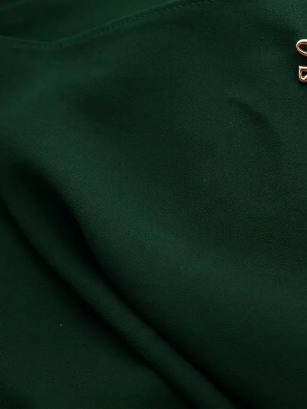 Textured premium chiffon hijab fabric in forest green with neat finished edges