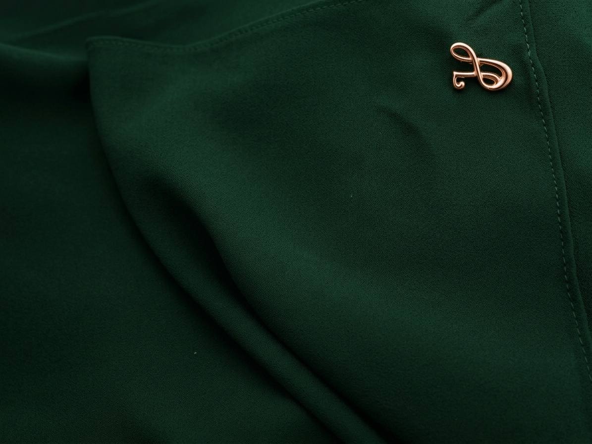 Textured premium chiffon hijab fabric in forest green with neat finished edges