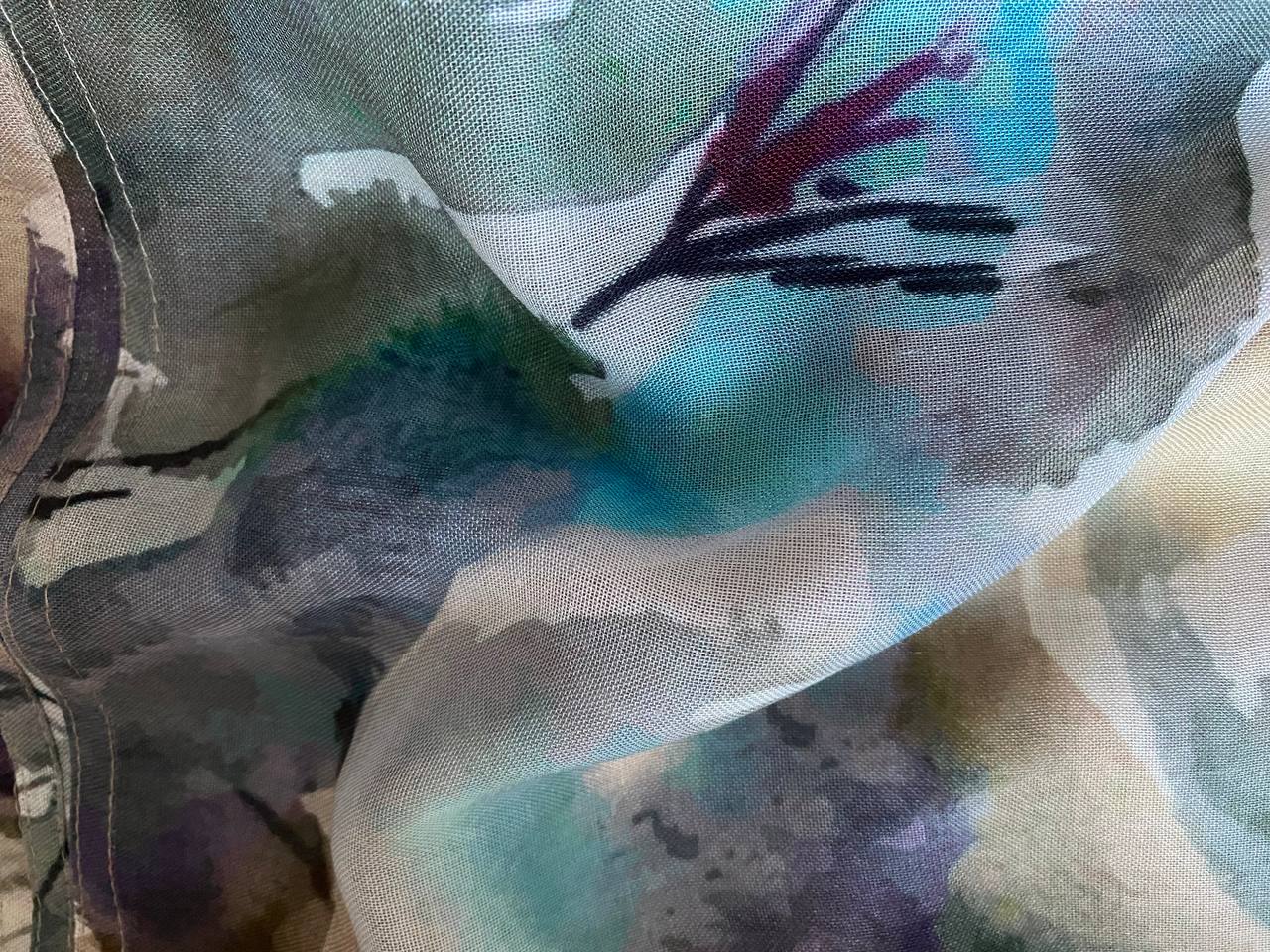 Soft teal slate blue and lavender mineral marble printed modal hijab