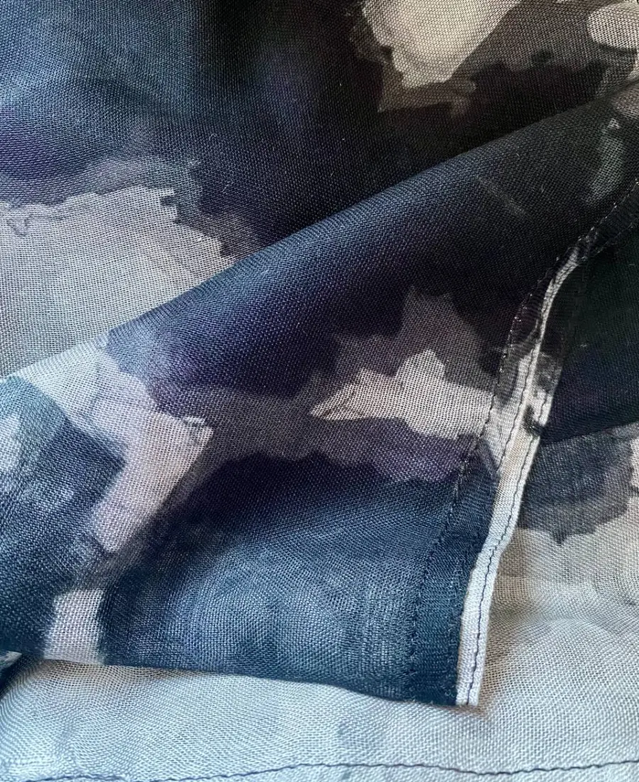 Abstract black and grey watercolor wash printed modal hijab