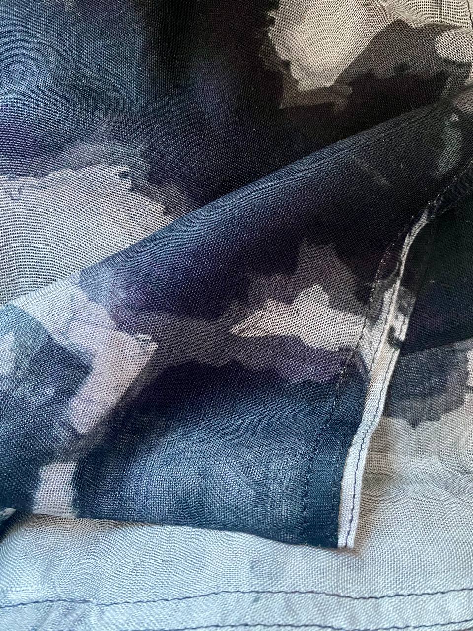 Abstract black and grey watercolor wash printed modal hijab