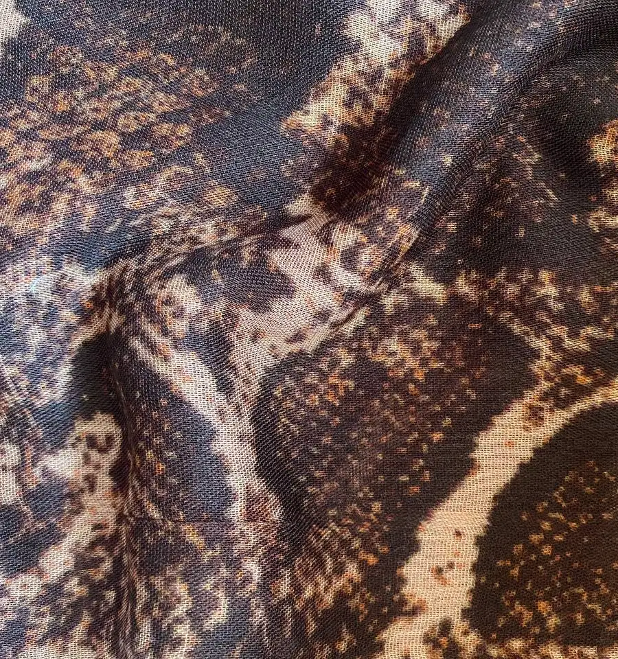 Dark brown and rose pink python print soft modal hijab