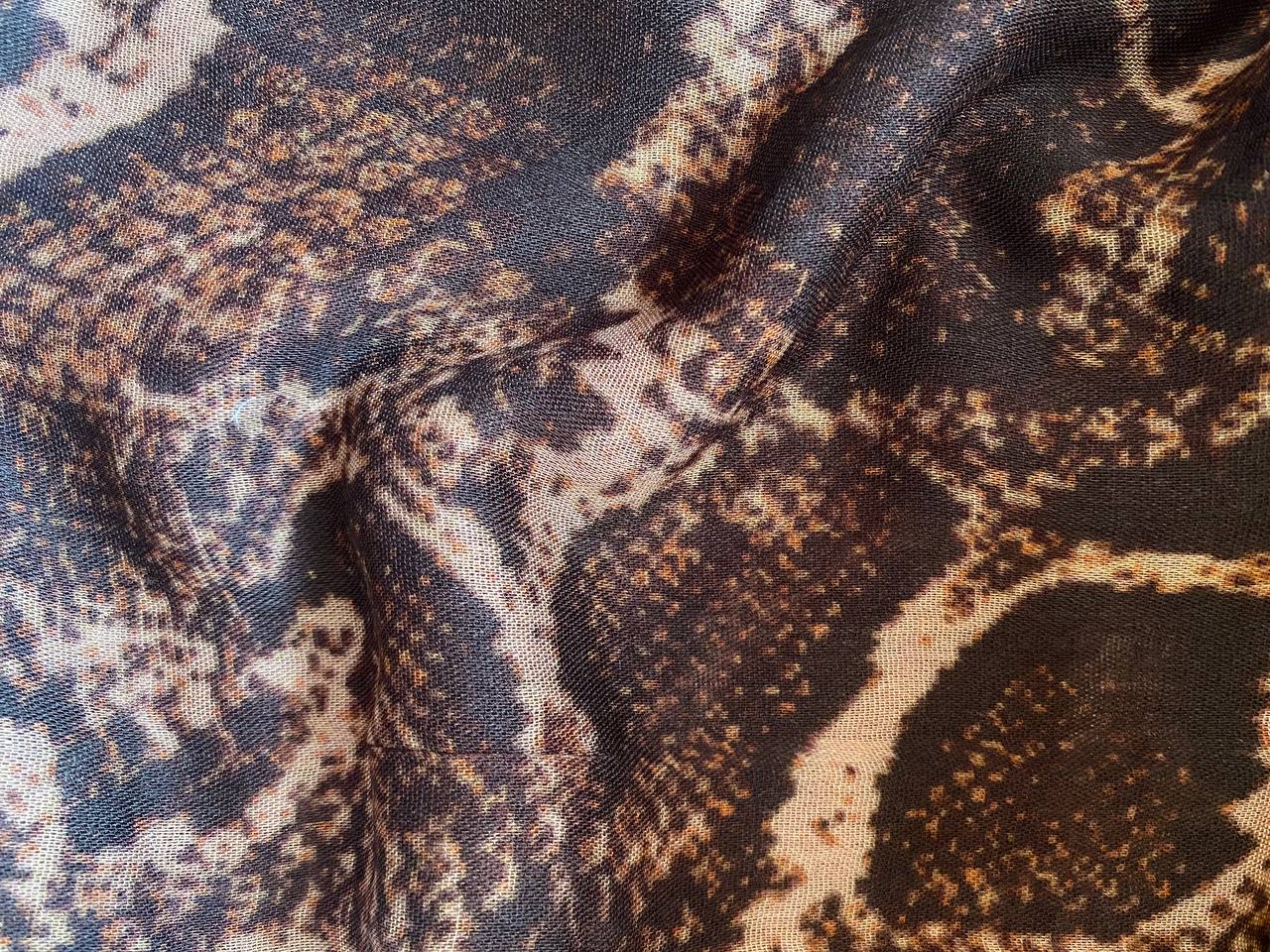 Dark brown and rose pink python print soft modal hijab