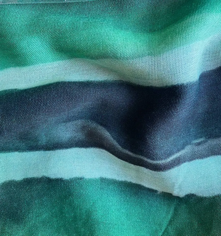 Green vertical striped geometric printed modal hijab