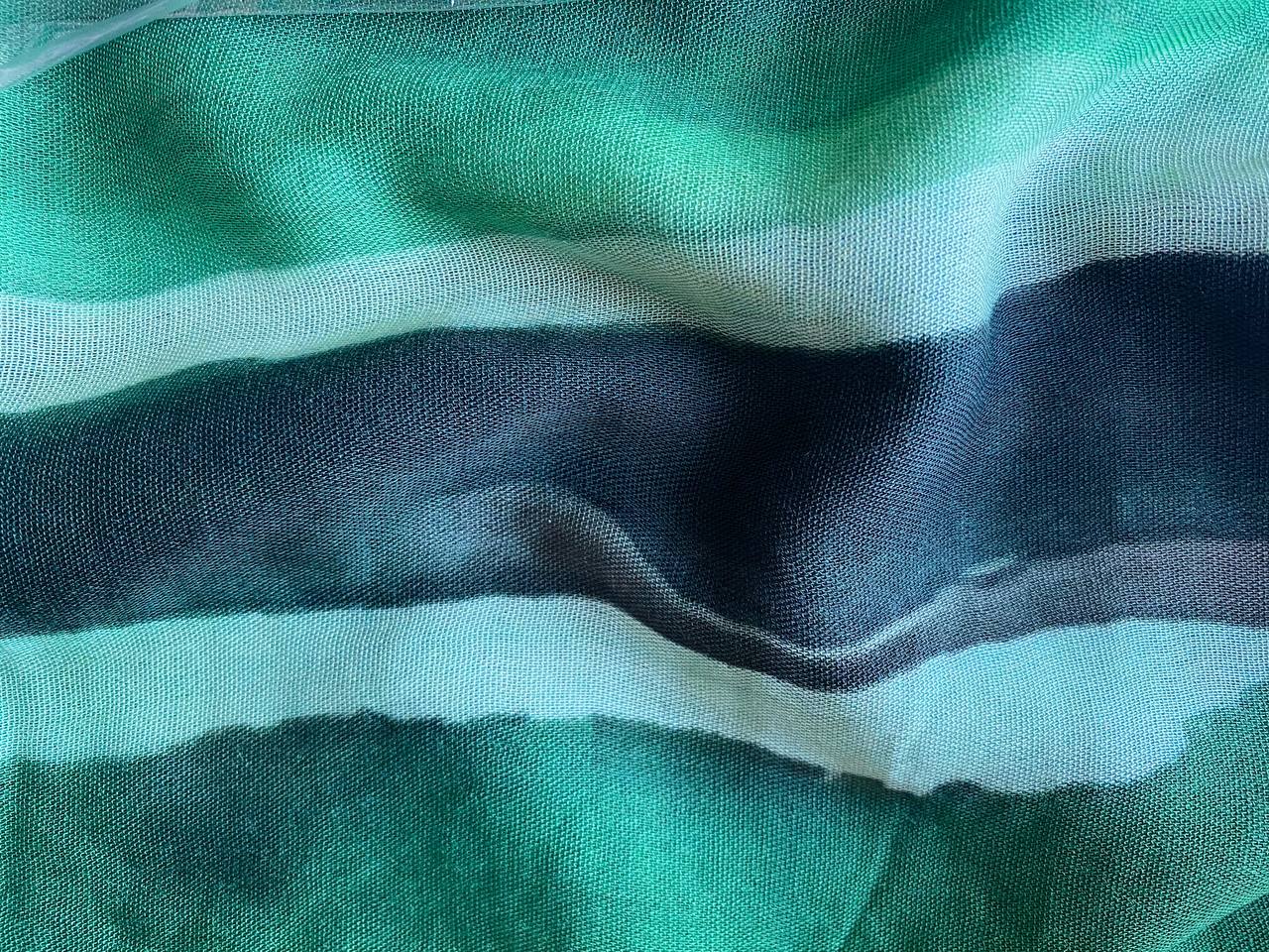 Green vertical striped geometric printed modal hijab