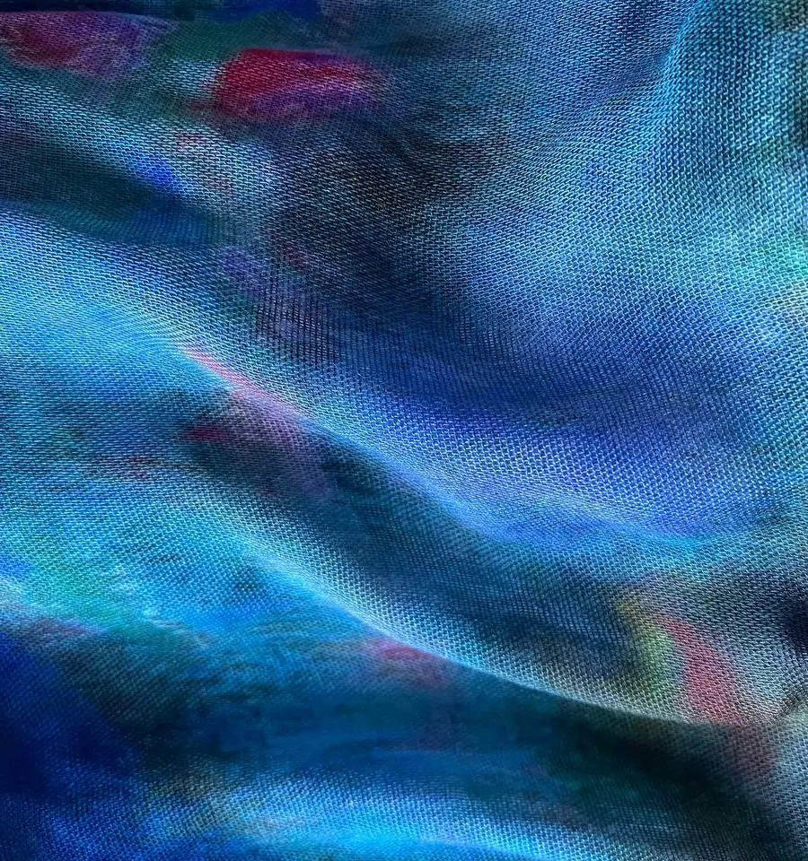 Monet water lilies impressionist floral watercolor print blue modal hijab