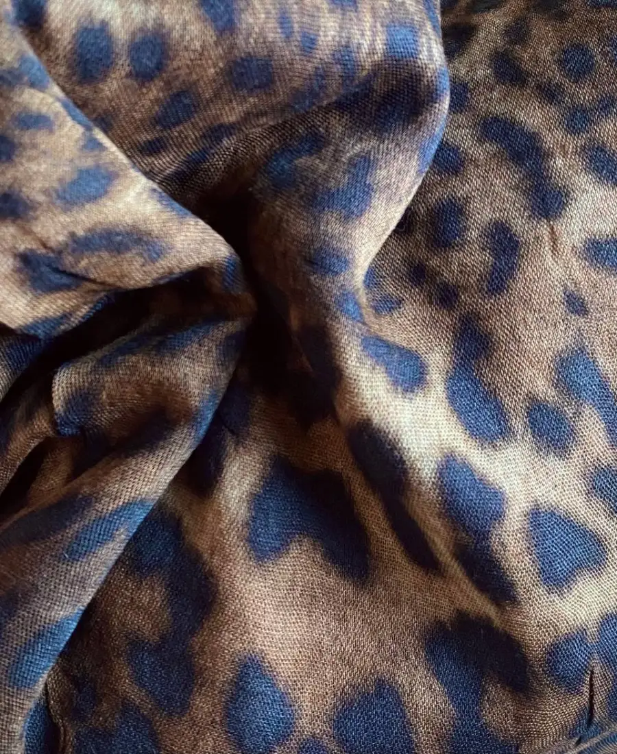 Dark brown elegant leopard print soft modal hijab