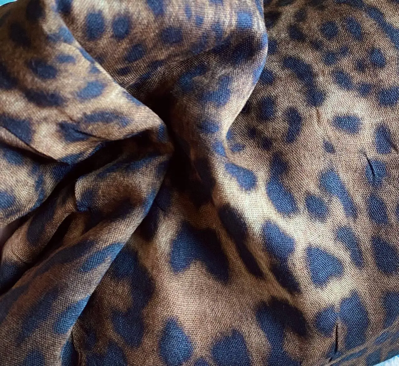 Dark brown elegant leopard print soft modal hijab