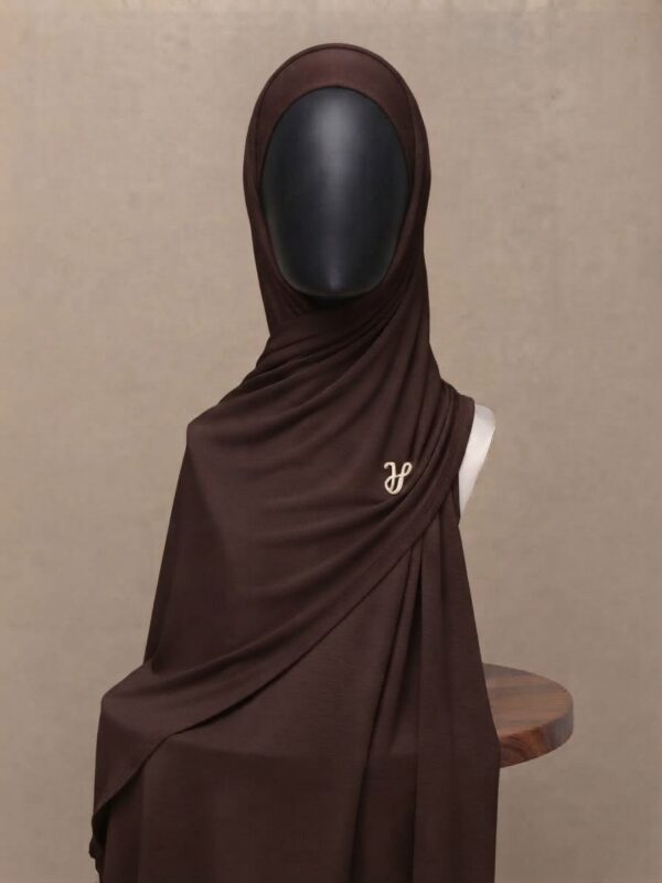Puce muted brownish purple premium cotton jersey hijab with signature gold charm