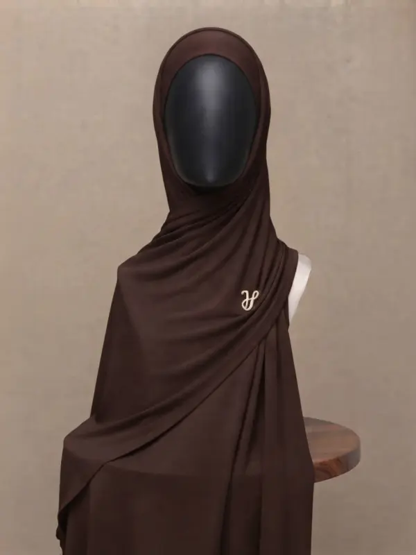 Puce muted brownish purple premium cotton jersey hijab with signature gold charm