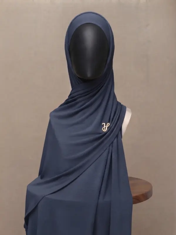Riviera bright coastal blue premium cotton jersey hijab with signature gold charm