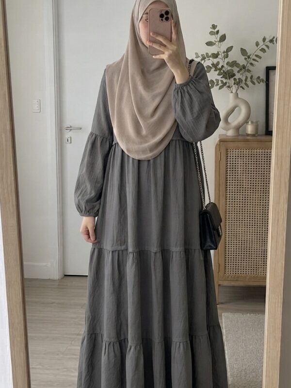 Layered dress - Grey — Hoor — Abayas | Hoor