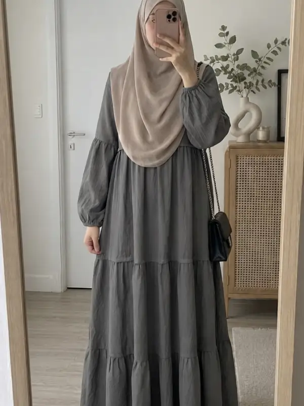 Layered dress - Soft Grey — Hoor — Abayas | Hoor