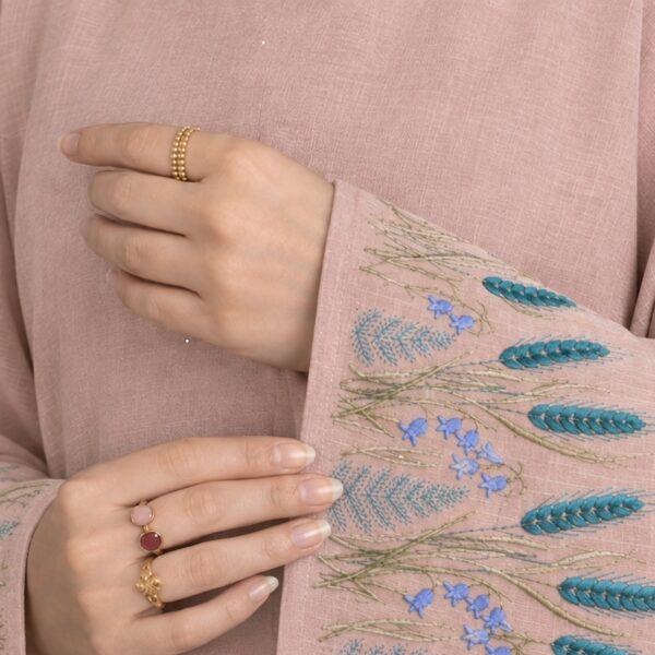 Embroidery Abaya - Pink