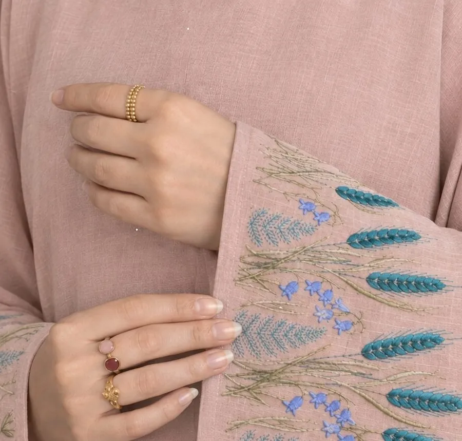 Embroidery Abaya – Pink