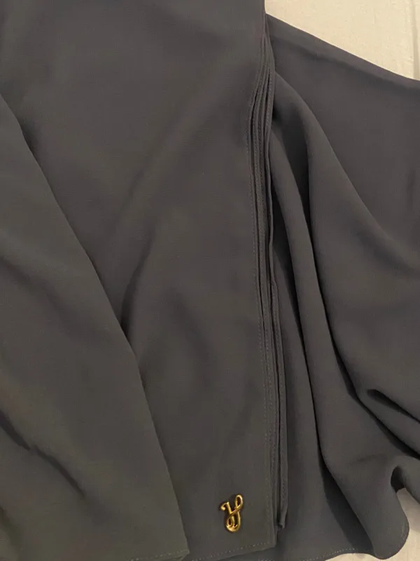 Slate charcoal dark grey premium chiffon hijab with signature gold charm