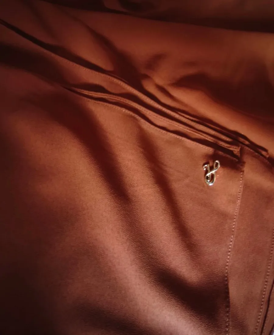 Rich khaki premium chiffon hijab with signature gold charm