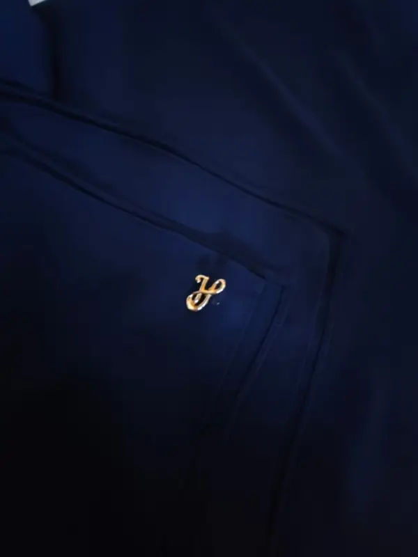 Deep navy dark blue premium chiffon hijab scarf with signature gold charm