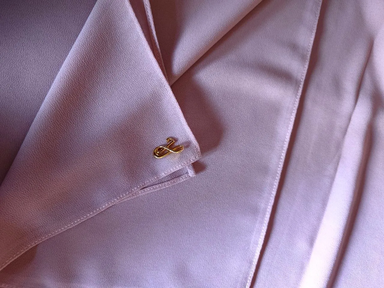 Soft blossom light pastel pink premium chiffon hijab with signature gold charm