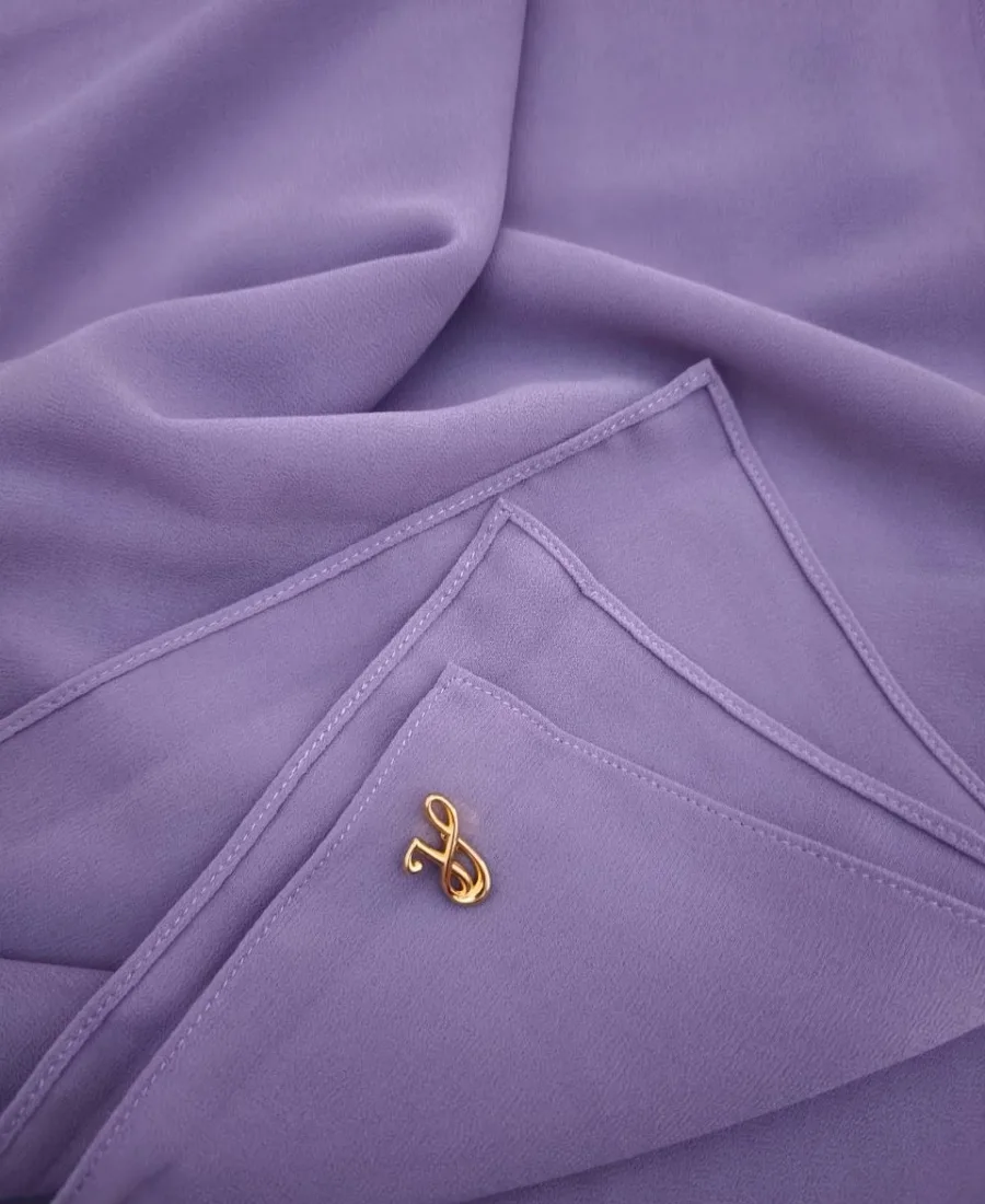Pastel lilac soft purple premium chiffon hijab scarf with signature gold charm