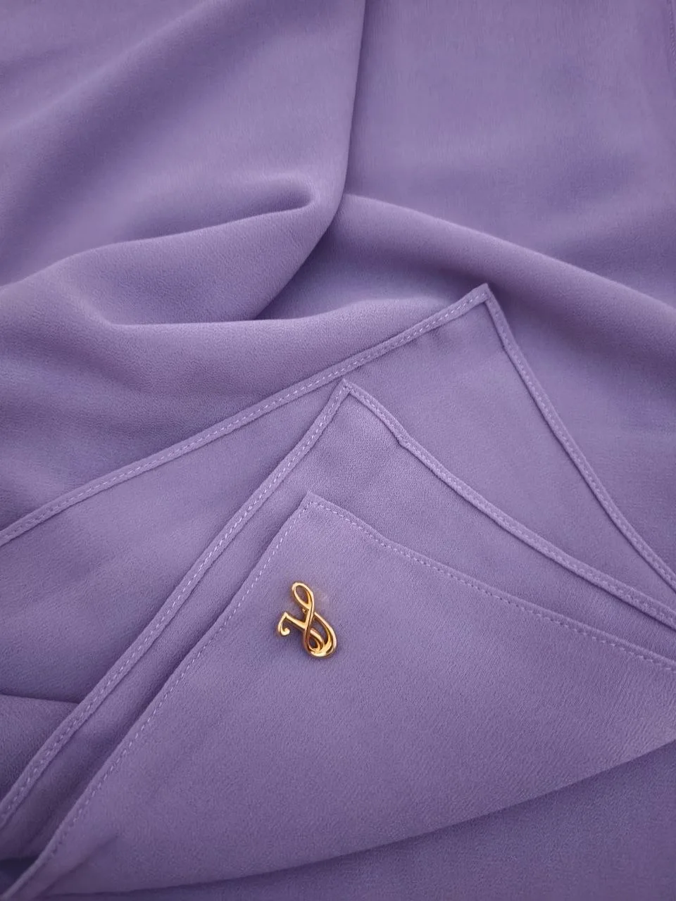 Pastel lilac soft purple premium chiffon hijab scarf with signature gold charm