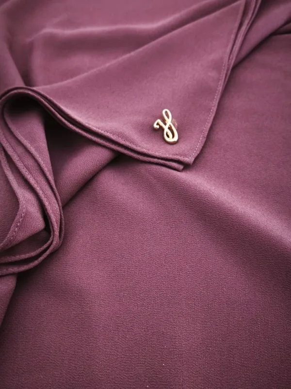 Rosewood brown warm muted earthy brown premium chiffon hijab with signature gold charm