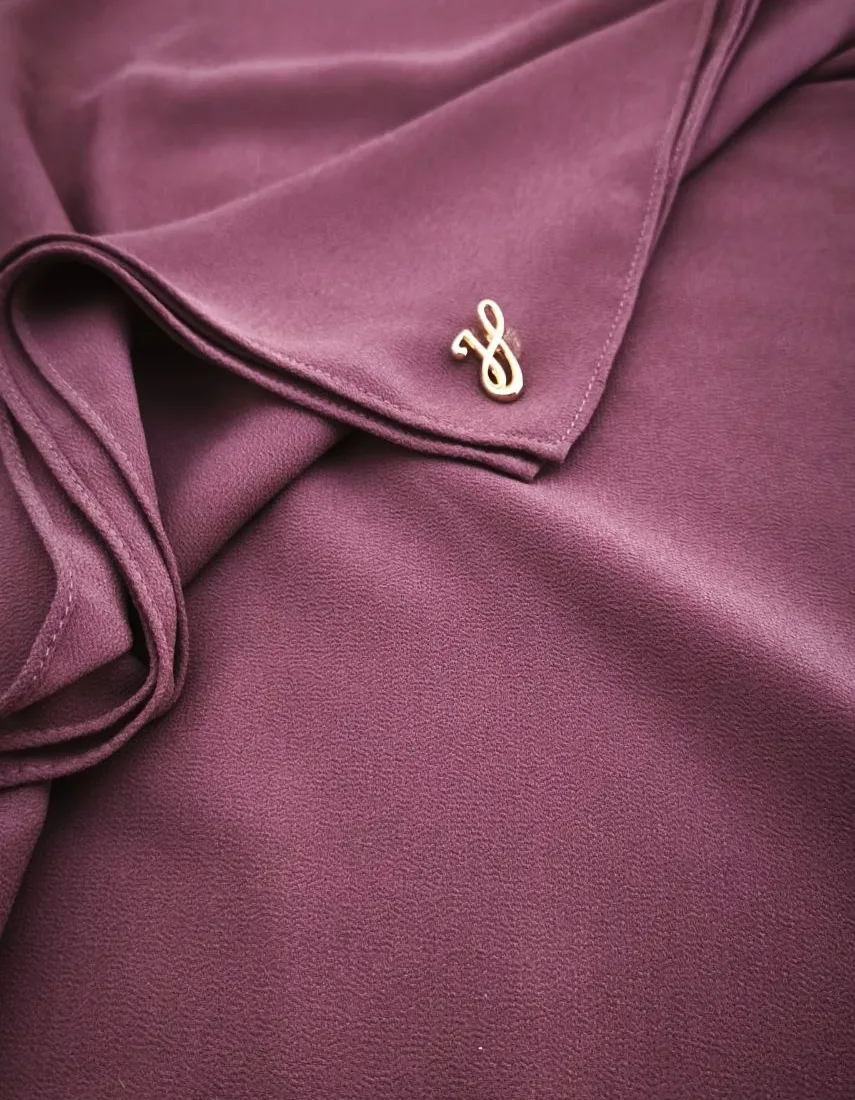 Rosewood brown warm muted earthy brown premium chiffon hijab with signature gold charm