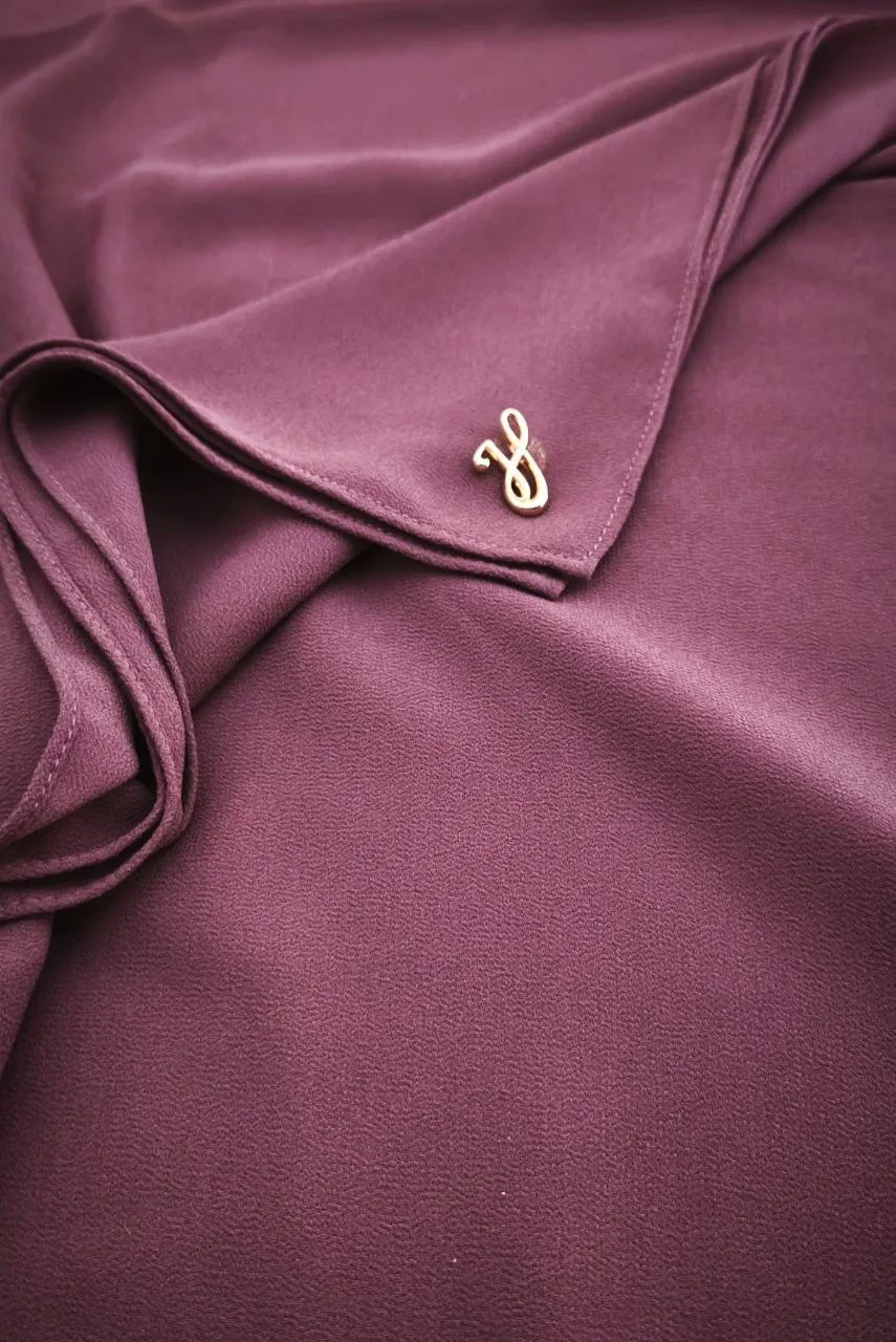 Rosewood brown warm muted earthy brown premium chiffon hijab with signature gold charm