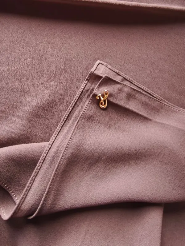 Soft dusty mauve muted purple pink premium chiffon hijab with signature gold charm
